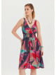 V Neck Robe Red Midi Dress 4517